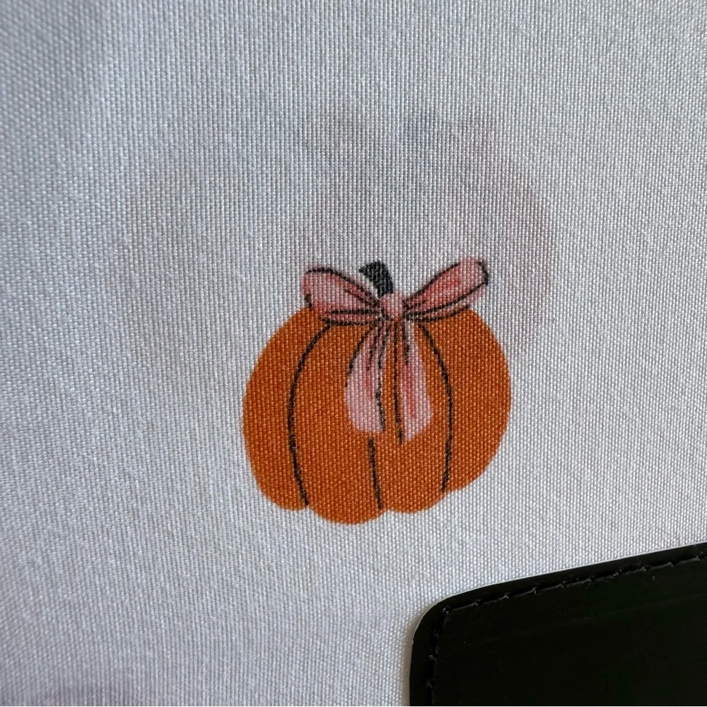 Cynthia Rowley Queen Sheet Set Pumpkin Pink Bow Fall Halloween Cottagecore NWT